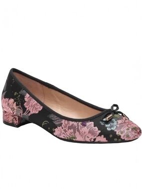 Kelly & Katie Pink and Black Ballet Flats Floral Embroidered Boho Shoes Size 6